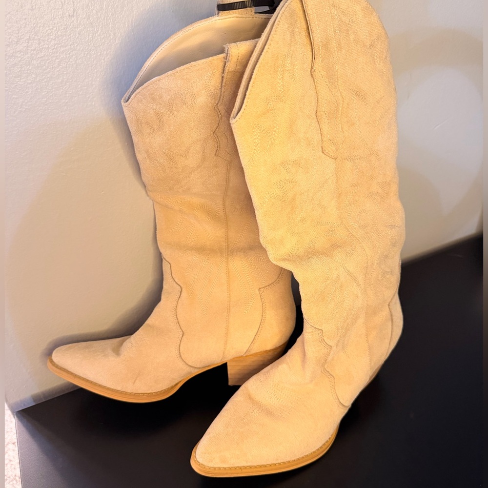 Tan Suede Women's Cowboy Boots